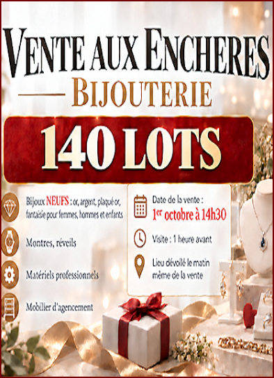 Vente aux enchères, bijouterie le 1er octobre